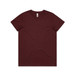 A maroon basic t-shirt with a crew neckline and short sleeves. It includes a label but no visible logos.