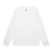 A long-sleeve white T-shirt featuring a logo. The shirt has a classic crew neck design.