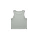 A light green organic rib crop tank top with a simple, clean design and a logo tag.