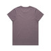 A purple tee shirt with a simple design and no visible branding displayed from the back.
