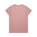 A pink t-shirt with a simple design and a subtle texture, featuring a logo on the back.