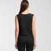 A black cropped tank top with a simple design, featuring a rounded neckline and sleeveless cut.