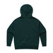 A dark green hoodie featuring a large hood and long sleeves. It has a plain design with no visible logos.