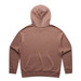 A brown hoodie featuring a spacious hood and a simple design. The back view highlights its smooth texture.