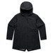 A black soft shell jacket with a hood and side pockets, featuring a streamlined design and a fitted look.