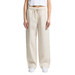 Linen pants in a light beige colour, featuring a drawstring waistband and wide-leg design.