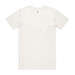 A plain white t-shirt with a round neckline and short sleeves. It features a logo at the neck.