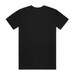 A black organic t-shirt featuring a plain back and a small logo at the neckline.