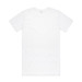 A plain white T-shirt featuring short sleeves and a minimalistic design. It includes a logo on the tag.