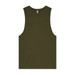 A green singlet tank top featuring a clean, minimalist design and a logo on the label.