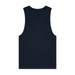 A navy singlet with a relaxed fit and no visible branding. The back view highlights its simple design.