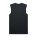A black sleeveless tank top with a simple design and a logo. Lightweight and suitable for casual wear.