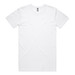 A plain white T-shirt with short sleeves and a branded label on the neckline.