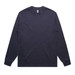 A navy long-sleeve T-shirt with a simple design and a logo on the neckline.