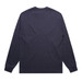 A navy blue long sleeve tee with a plain back and fitted cuffs. It features a logo on one side.