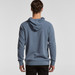 A blue hoodie with a hood and long sleeves, featuring a logo on the back.