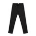 Black slacks with a fitted design, featuring a waistband and a logo. Suitable for casual or smart attire.