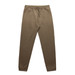 Khaki track pants featuring an elastic waistband and cuffs, alongside a logo. 