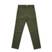 Straight pants in an olive green colour with a logo on the waistband, featuring a classic slacks design.