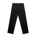 Black relaxed pants with a straight leg design and back pockets, featuring branding on the waistband.