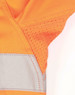 An orange safety shirt featuring reflective tape and a mesh detailing for breathability.