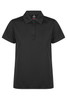 A black polo shirt featuring a classic collar and button placket, designed for a polished look.