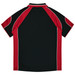 A black and maroon polo shirt featuring contrasting white piping and a logo on the front.