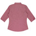 A maroon button-up shirt with 3/4 sleeves and a back view design, featuring a subtle texture. It has a logo.
