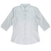 A light grey, 3/4 sleeve button-up shirt with a tailored fit and a logo.
