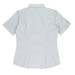 A short-sleeve button-up shirt in a light grey shade, featuring a back view and a subtle logo.
