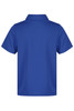 A blue polo shirt with a collar and short sleeves. The back features a logo or branding.