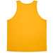 A yellow singlet featuring a simple, plain design with a logo on the back.