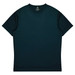 A dark green t-shirt featuring a round neckline and short sleeves, with a logo on the inside.