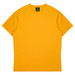 A bright yellow t-shirt with a rounded neckline and short sleeves, featuring a logo on the label.