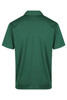 A green polo shirt with a classic collar and short sleeves, featuring a logo on the back.