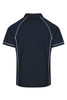 A navy polo shirt featuring contrast piping, designed as a men's product with a simple, classic style.