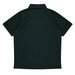 A dark green polo shirt with a collar and short sleeves, featuring a logo on the left chest.
