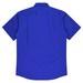 A short sleeve, button-up shirt in vibrant blue with a plain back and two rear pockets. It features a brand logo.