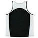 A black and white singlet with a contrasting design. It features a logo on the back.