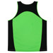 A green and black singlet featuring a logo, designed for kids. The back is predominantly green with black accents.