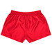 Red sports shorts with an elastic waistband and a clean design, featuring a logo. Ideal for active wear.