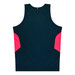 A dark green singlet featuring bright pink side panels and a brand logo.