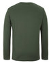 A green long-sleeve T-shirt with a plain back design and a simple logo.