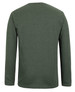 A long-sleeved T-shirt in olive green with a plain back and no visible branding.