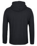 A black long-sleeve hooded tee with a back view, featuring a hood and a simple design.