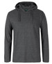 A long-sleeve, hooded tee in dark grey with a branding logo. Ideal for casual wear and layering.
