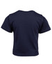 A navy blue infant tee featuring short sleeves and a round neckline. It has a logo on the back.