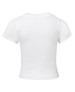 A plain white infant tee with short sleeves, featuring a simple design and a branding logo on the back.