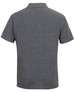 A grey polo shirt featuring a short sleeve design and a collar. The back view displays a simple and clean style.