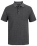 A charcoal grey polo shirt with a collared neck, three buttons, and a chest pocket. It features a logo.